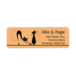 Etiqueta Gato negro elegante, Halloween