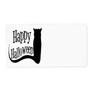 ETIQUETA GATO NEGRO "HAPPY HALLOWEEN"