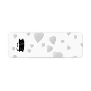Etiqueta Gato negro lindo con los corazones