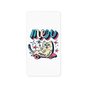 Etiqueta Gato Patinando Miau