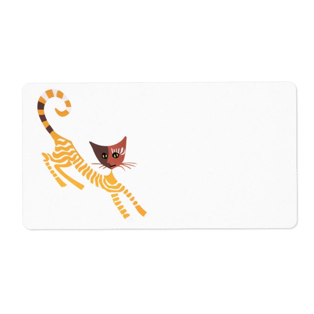 Etiqueta Gato rojo gracioso (Frente)