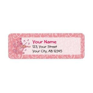 Etiqueta Gato rosa con violín