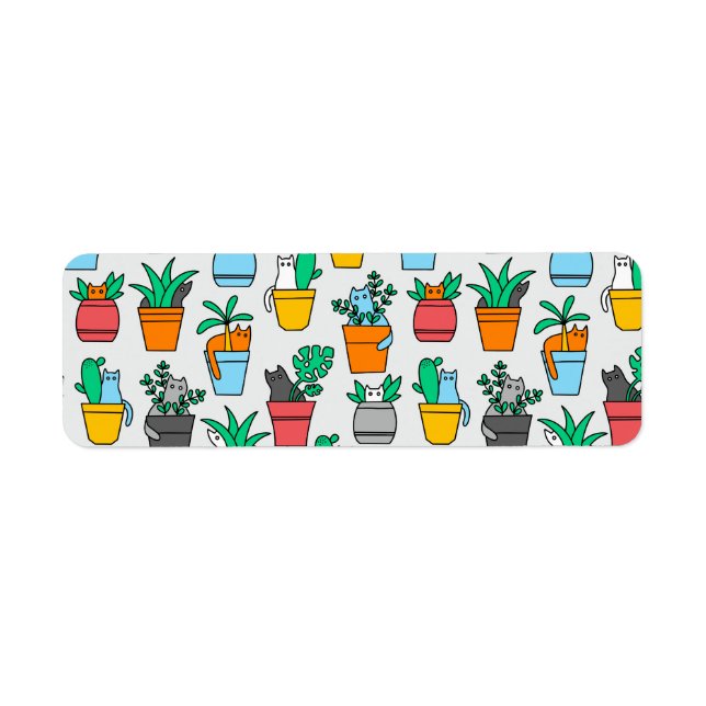 Etiqueta Gatos en macetas de flores (Frente)