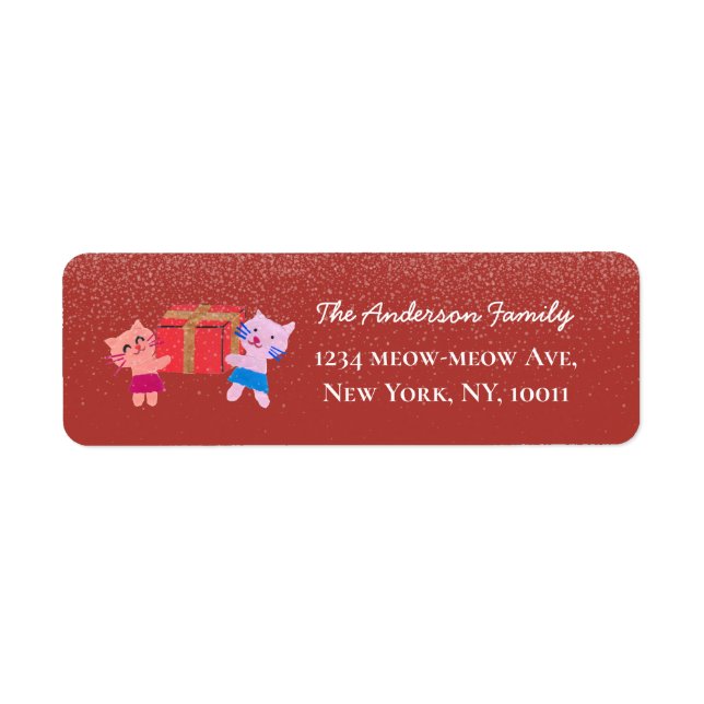 Etiqueta Gatos festivos nevando dirección de retorno de Nav (Frente)