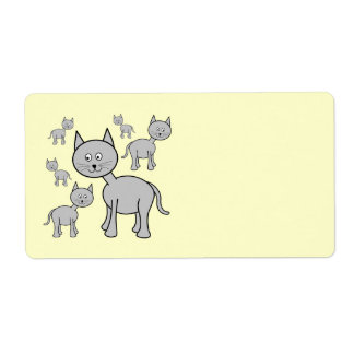 Etiqueta Gatos Gris. Personalizado en Cream.