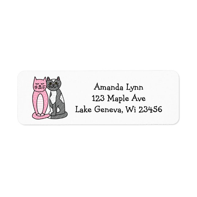 Etiqueta Gatos grisatos y rosados, curiosamente curados (Frente)