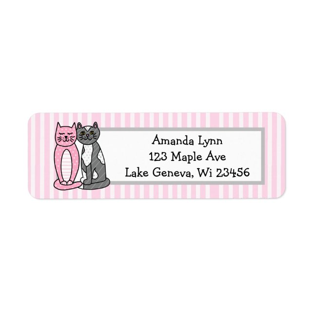 Etiqueta Gatos grisatos y rosados, curiosamente curados (Frente)