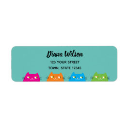 Etiqueta Gatos Kawaii Coloridos Dirección de Devolución