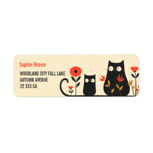 Etiqueta Gatos negros de dibujos animados lindos dirección 