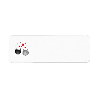 Etiqueta Gatos negros y grises, con corazones.