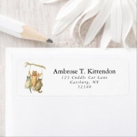 Gatos Personalizados de acuarela retro balanceándo