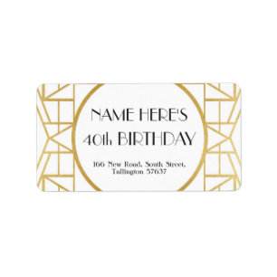 Etiqueta Gatsby de cumpleaños Art Decó de los años 20