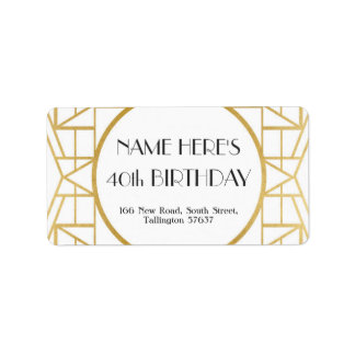 Etiqueta Gatsby de cumpleaños Art Decó de los años 20