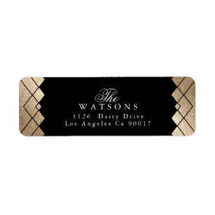 Etiqueta Gatsby de oro negro geométrico