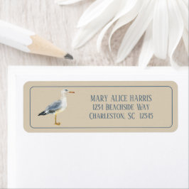Etiqueta Gaviota de playa en acuarela personalizada