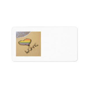 Etiqueta Gay Rainbow Love Heart In The Sand