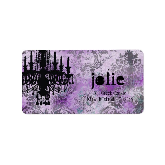 Etiqueta GC | Jolie Chandelier Purple Gray Damask (Frente)