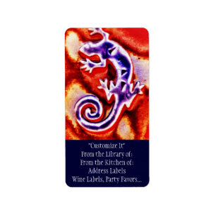 Etiqueta Gecko anaranjado púrpura azul enrrollado del