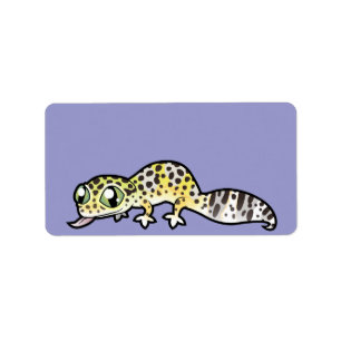 Etiqueta Gecko del leopardo del dibujo animado