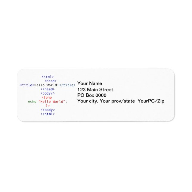 Etiqueta Geek php Greeting (Frente)