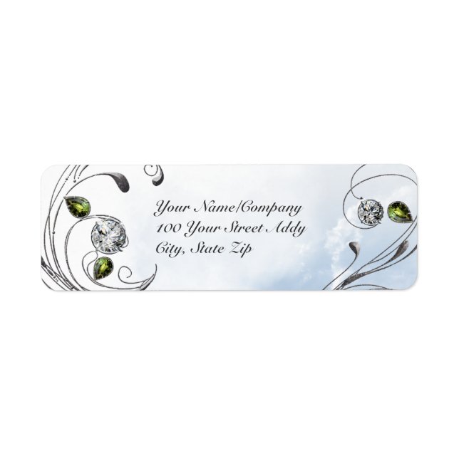 Etiqueta Gema en blanco y negro (Frente)