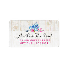 Etiqueta Gemas de cristal y acuarela de flecha de bohemio r