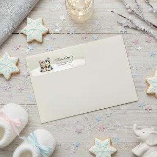 Etiqueta Gemelos de pingüino Celebración de Bebé Neutral In
