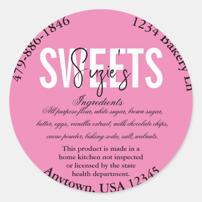 Etiqueta genérica de cualquier ingrediente de la l (Anverso)