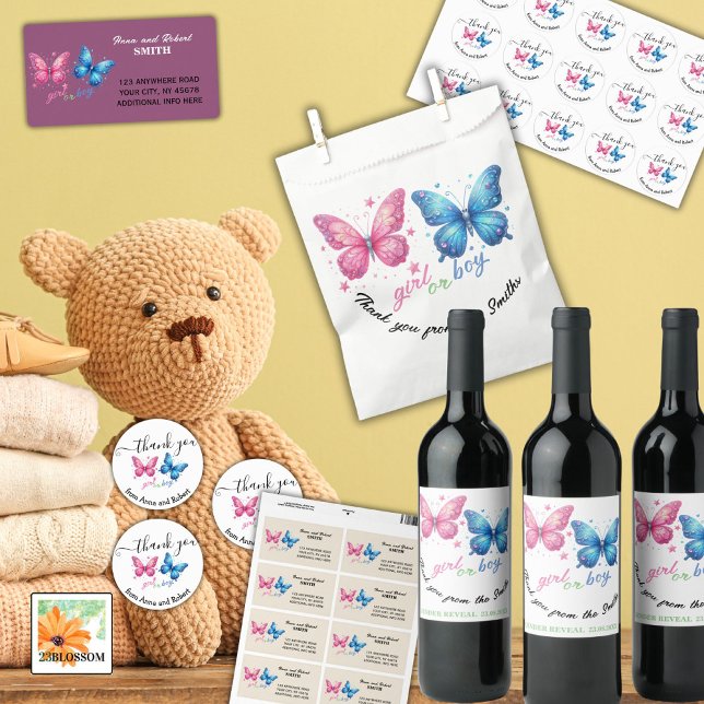 Etiqueta género mariposa revelar invitación a fiesta (Subido por el creador)