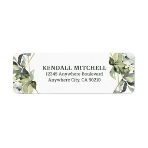 Etiqueta Geometric Greenery Modern Gold Succulent Boda