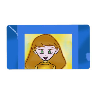 Etiqueta geométrica de ligamento azul Anime Cute