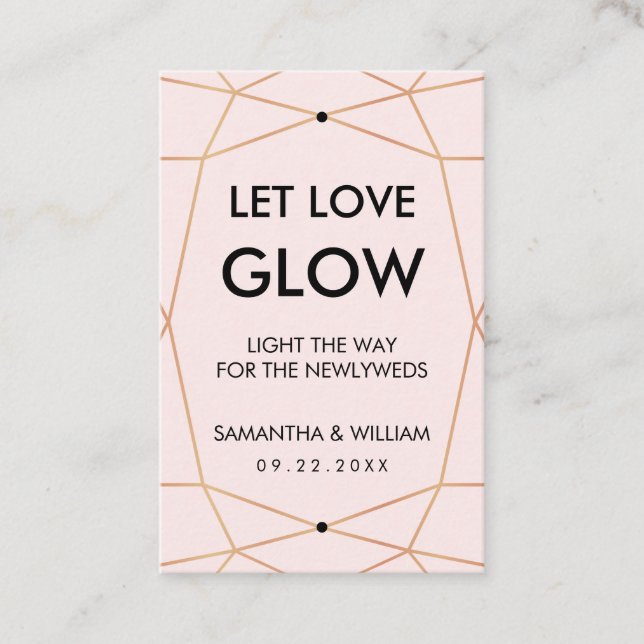 Etiqueta geométrica de palo de brillo de oro Rosa  (Anverso)