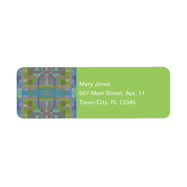 Etiqueta Geométrico verde azul púrpura (Frente)