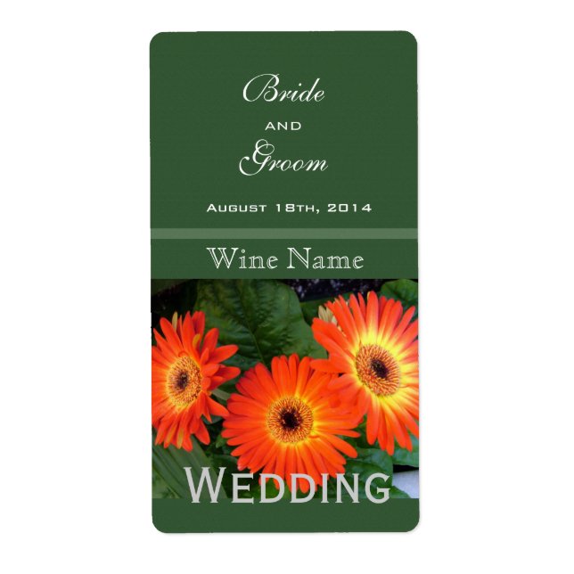 Etiqueta Gerbera daisy flores boda verde floral (Frente)