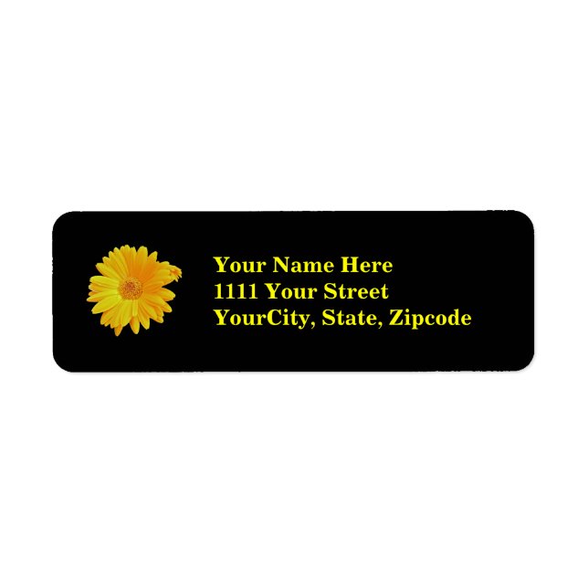 Etiqueta Gerbera Daisy (Gerbera hybrida) - Amarillo (Frente)