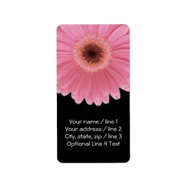 Etiqueta Gerbera rosada y negra | Dirección vertical (Frente)