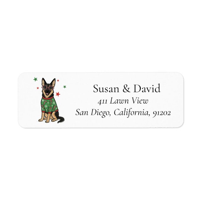 Etiqueta German Shepherd Christmas Pet Dog (Frente)