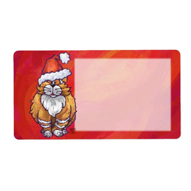 Etiqueta Ginger Cat Navidades En Rojo (Frente)