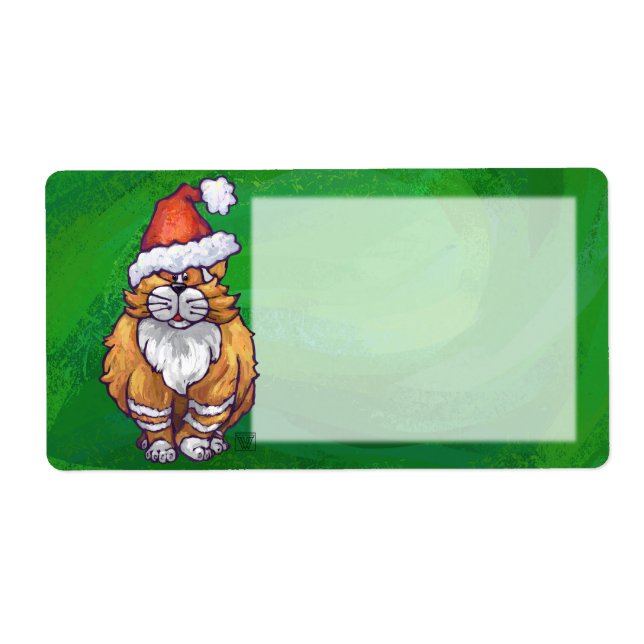 Etiqueta Ginger Cat Navidades En Verde (Frente)