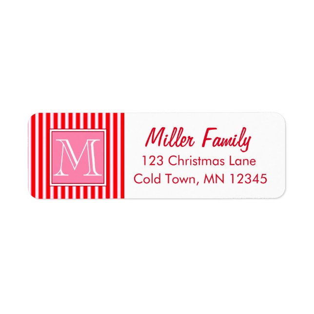 Etiqueta Gingerbread House Candy Cane Stripes (Frente)