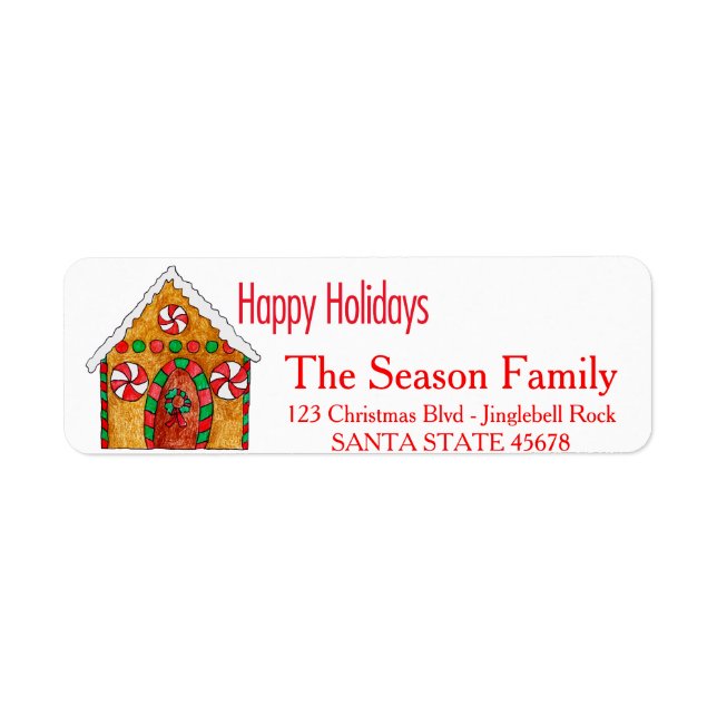Etiqueta Gingerbread house Happy Holidays address label (Frente)