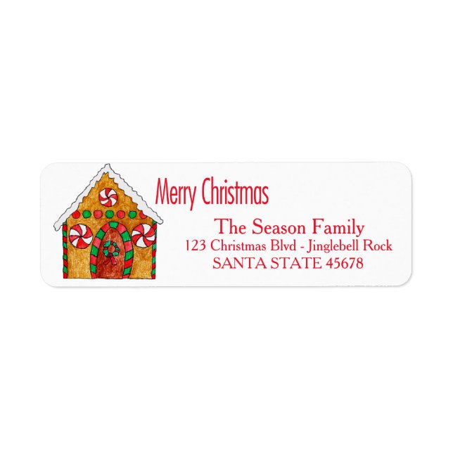 Etiqueta Gingerbread house Merry Christmas  address label (Frente)