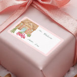 Etiqueta Gingerbread House & Red Vintage Truck To & From<br><div class="desc">Celebrate the magical and festive holiday season with our custom holiday too and from sticker gif tags. Our holiday design features our cute watercolor gingerbread house decorated with candy. Pink snow-covered trees and a cute red vintage truck with peppermint wheels create this cute gingerbread town to and from christmas label....</div>