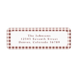 Etiqueta Gingham de cuadros rojos oscuros personalizado