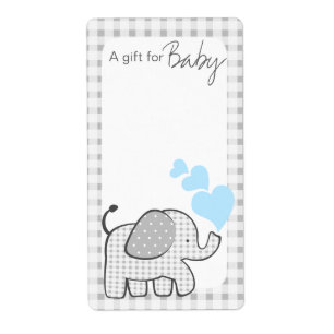 Etiqueta Gingham Elephant Book Tags Blue Hearts