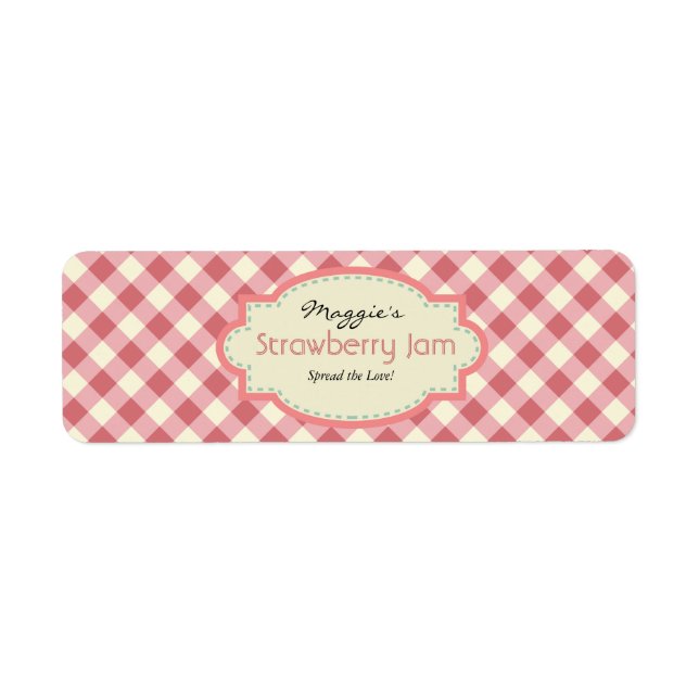 Etiqueta Gingham Jam Jar Labels, Personalizar (Frente)