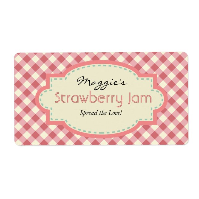Etiqueta Gingham Jam Jar Labels, Personalizar (Frente)