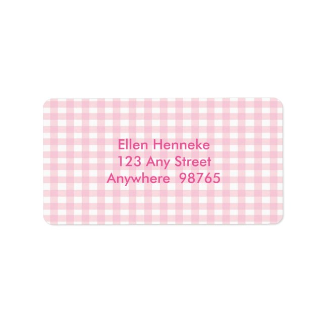 Etiqueta Gingham rosa 1 (Frente)