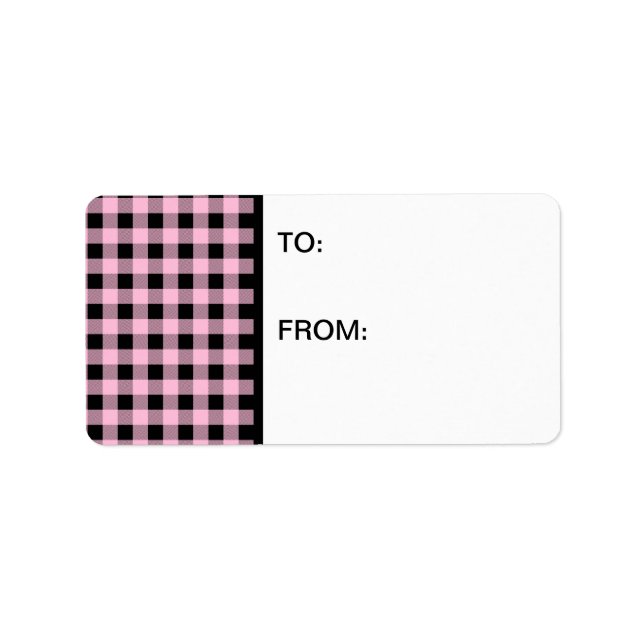 Etiqueta Gingham rosa y negro (Frente)