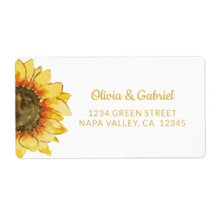 Etiqueta Girasol amarillo. Envío de bodas rusos